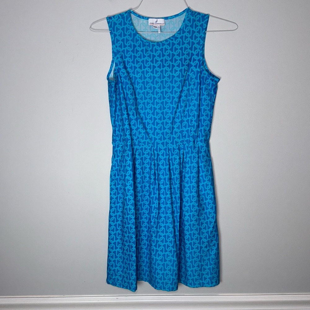 Jude Connolly XS Blue Chain Link Print Sleeveless Dress